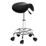 Adjustable Work Rotating Saddle Chair 5 Rolls Leather Lift Bar Swivel Stool